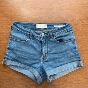 pacsun high rise super stretch shortie shorts